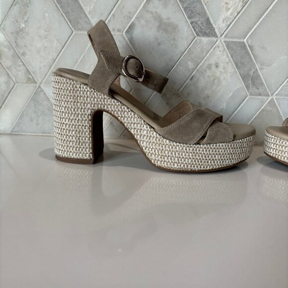 Nero Giardini Sz 39 9 Suede Criss Cross Strap Block Heel Sandal Sandali Donna - Picture 6 of 11